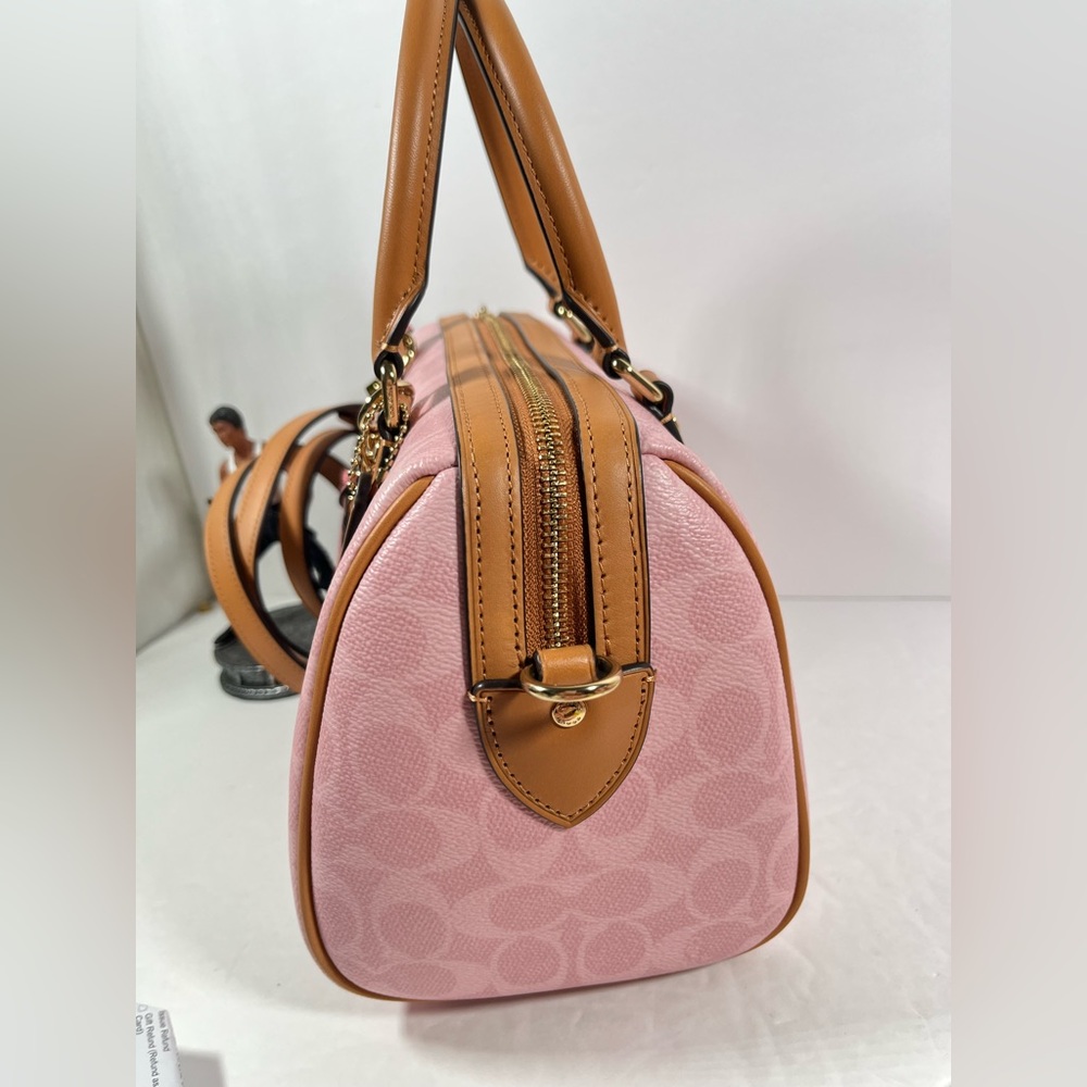 Sold ❌Coach Powder Pink Rowan Medium Satchel Bag In Signature With Charms NWT - Picture 5 of 10